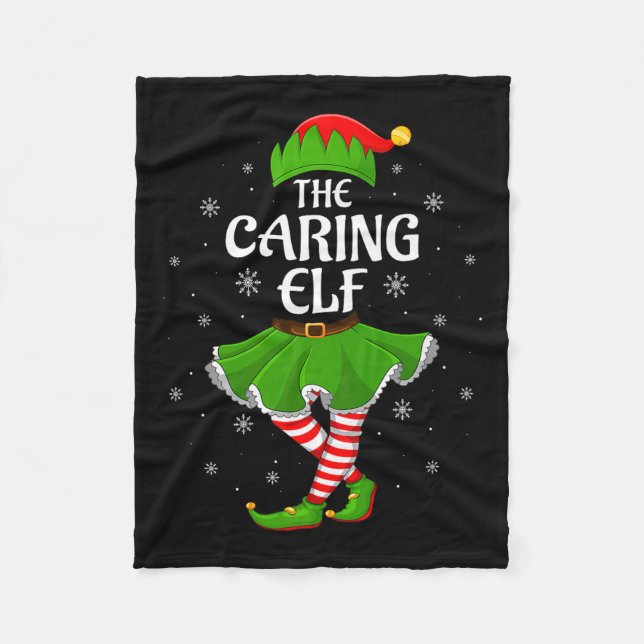 Caring Elf Christmas Family Girls Women Elf Squad  Fleece Blanket (Front)