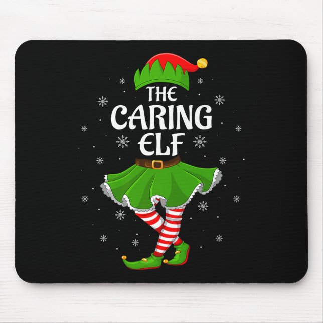 Caring Elf Christmas Family Girls Women Elf Squad  Mouse Mat (Front)