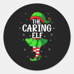 Caring Elf Christmas Girls Women Elf Squad Xmas Fa Classic Round Sticker