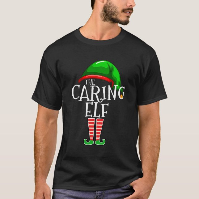 Caring Elf Group Matching Family Christmas Gift Ou T-Shirt (Front)