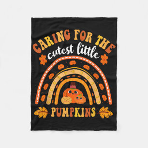 Caring For Cutest Pumpkins Thanksgiving Mother By Fleece Blanket