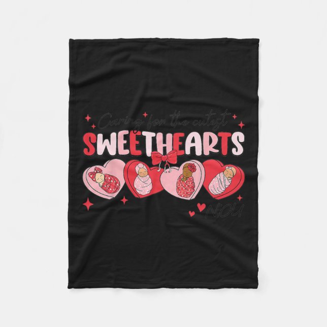 Caring For Sweethearts Nicu Nurse Valentine Swaddl Fleece Blanket (Front)
