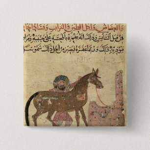 Caring for the horse, illustration 15 cm square badge