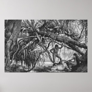 Caripuna Indians with tapir Poster