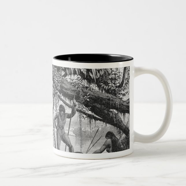Caripuna Indians with tapir Two-Tone Coffee Mug (Right)