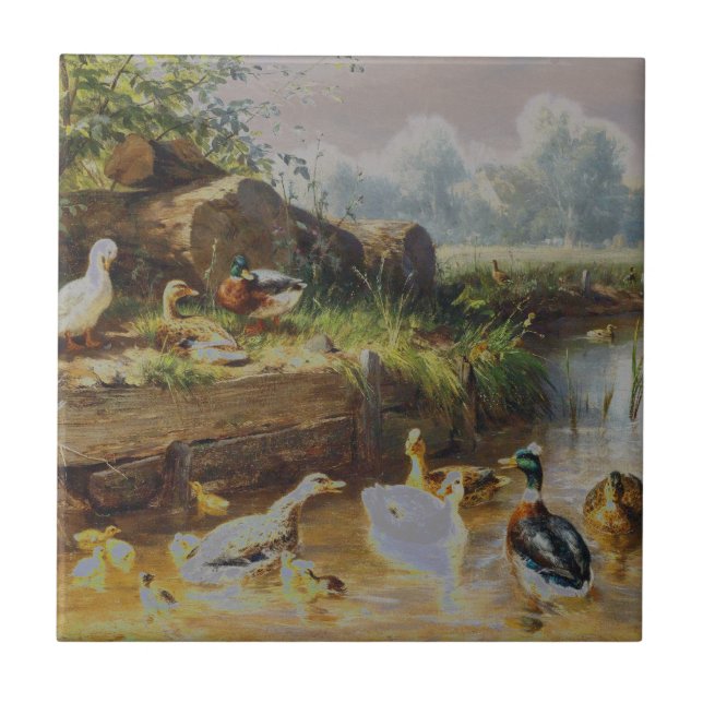 Carl Jutz - Ducks at the Brook (Modified) Tile (Front)