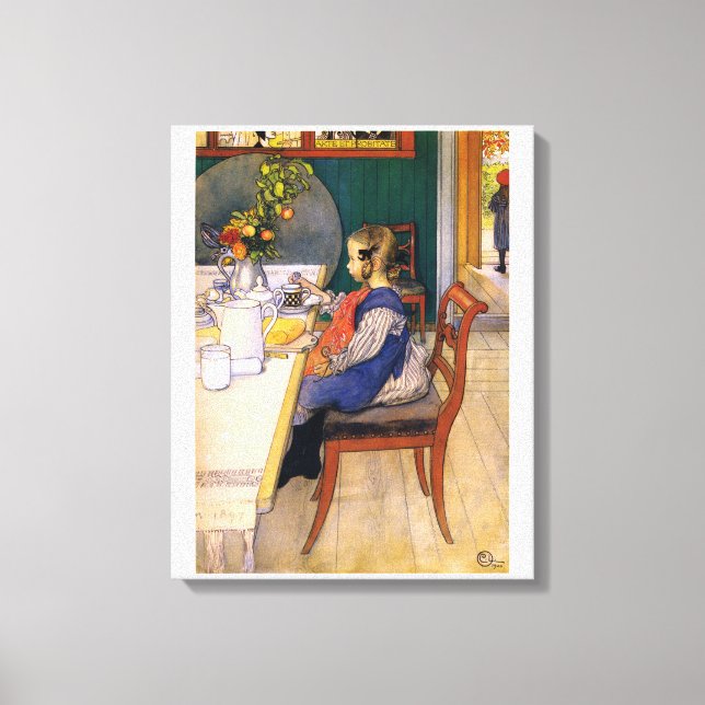 Carl Larsson A Late Riser's Miserable Breakfast Canvas Print (Front)