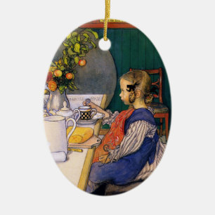 Carl Larsson A Late Riser's Miserable Breakfast Ceramic Tree Decoration