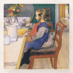 Carl Larsson A Late Risers Miserable Breakfast Glass Coaster