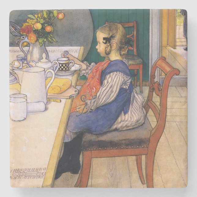 Carl Larsson A Late Risers Miserable Breakfast Stone Coaster (Front)