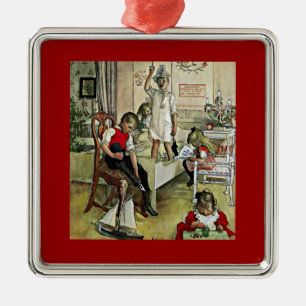 Carl Larsson art: Christmas Morning, Metal Tree Decoration