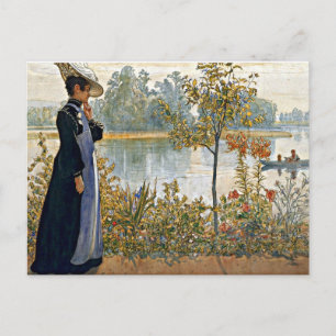 Carl Larsson art: Karin on the Shore Postcard