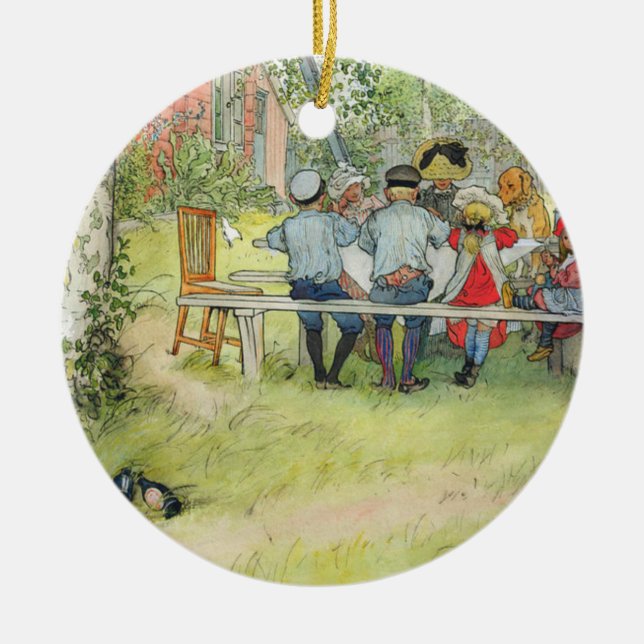 Carl Larsson Breakfast Under The Big Birch Ceramic Tree Decoration (Front)