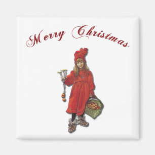Carl Larsson Brita as Iduna Says Merry Christmas Magnet