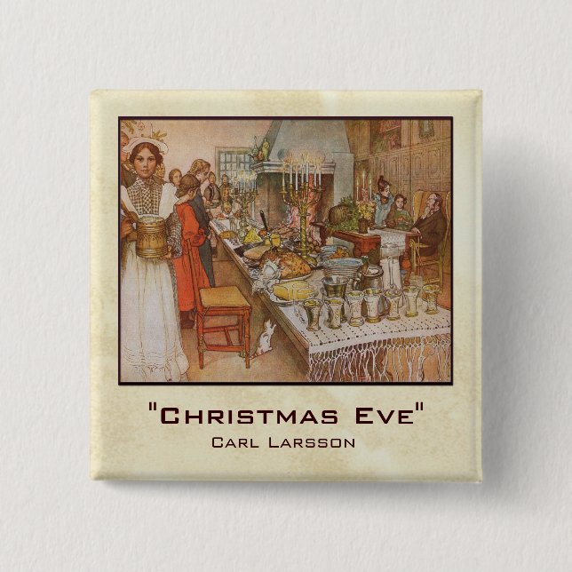 Carl Larsson Christmas Eve 15 Cm Square Badge (Front)