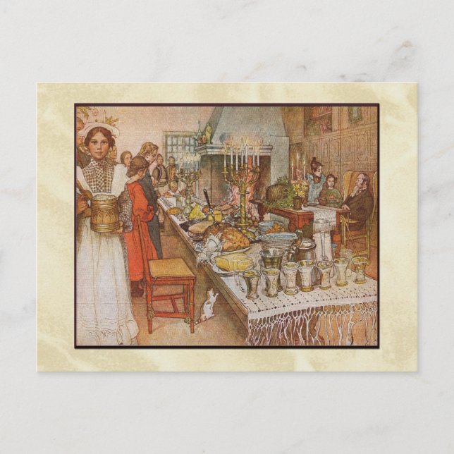 Carl Larsson Christmas Eve Dinner Holiday Postcard (Front)