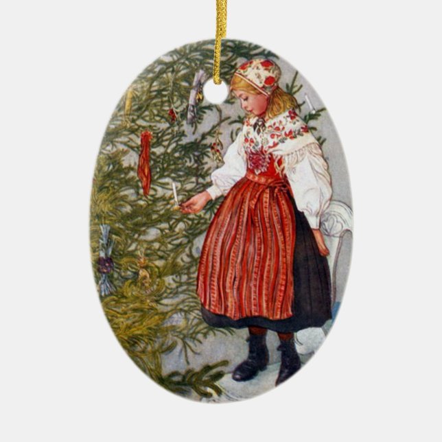Carl Larsson Christmas Tree Ornament Oval (Front)