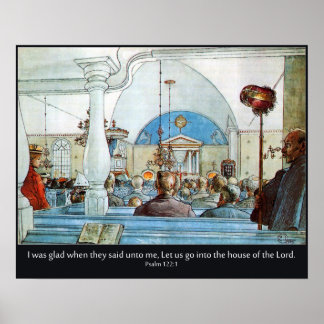 Carl Larsson Church with Psalm 122 I Was Glad Poster