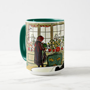 Carl Larsson - Flowers on a Windowsill, fine art Mug