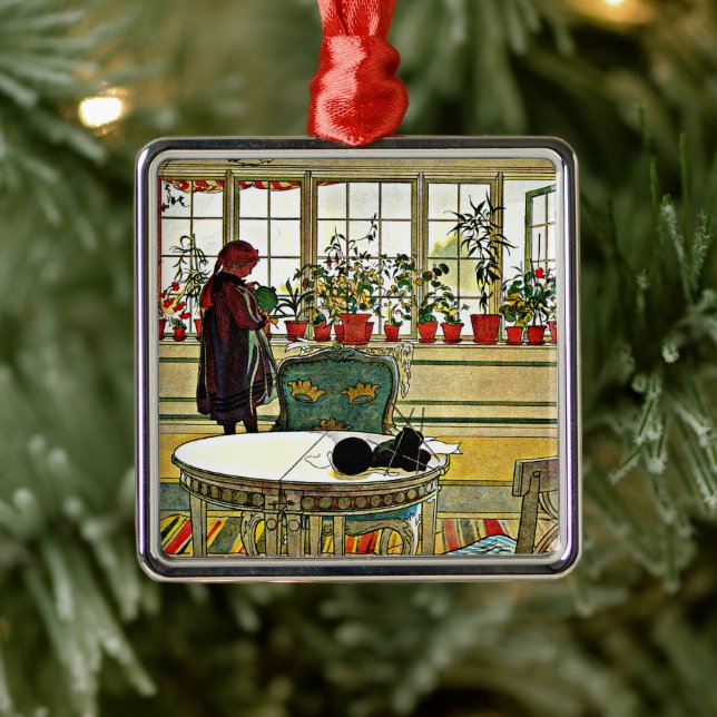 Carl Larsson - Flowers on a Windowsill, Metal Tree Decoration (Tree)