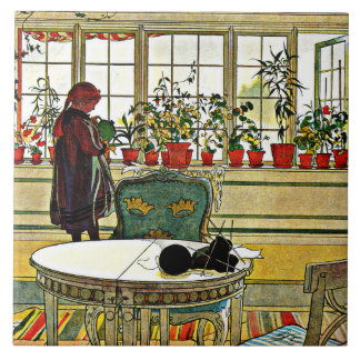 Carl Larsson - Flowers on a Windowsill Tile