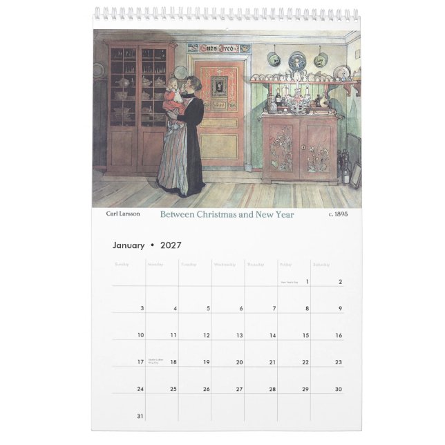 Carl Larsson Food and Family Kitchen Calendar 2015 (Jan 2027)