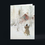 Carl Larsson Front Yard and the Wash House Holiday Card<br><div class="desc">Beautiful Scandinavian Winter Scene of the Swedish artist Carl Larsson's home,  farm and young daughter. Painted in 1895 ,  this has become a Christmas favourite and is often seen in Swedish and Norwegian designs around the holidays and throughout the winter season.</div>