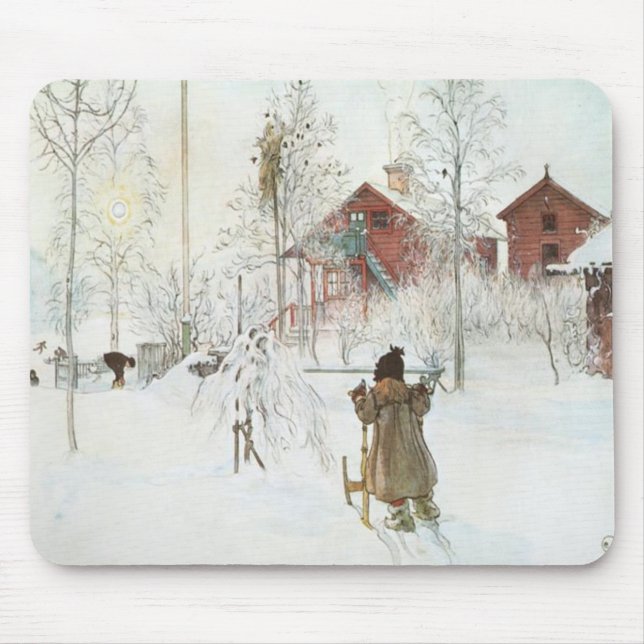 Carl Larsson - Front Yard and the Wash House Mouse Mat (Front)
