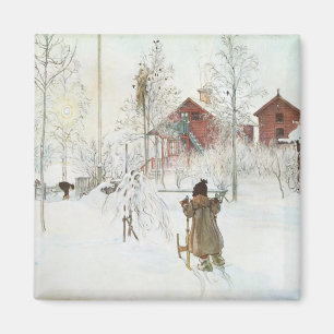 Carl Larsson Front Yard and Wash House Magnet