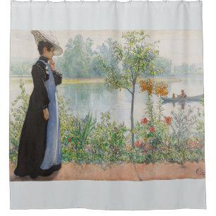 Carl Larsson Karin Lake Boat Floral Shower Curtain