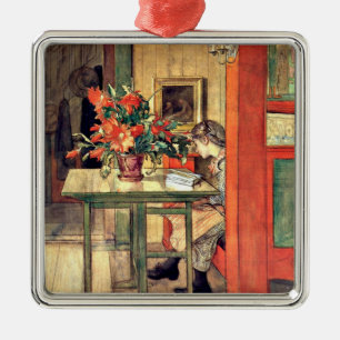 Carl Larsson - Lisbeth Reading, famous painting, Metal Tree Decoration