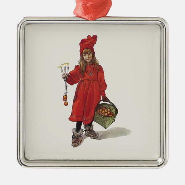 Carl Larsson Little Swedish Girl: Brita as Iduna Metal Tree Decoration (Front)