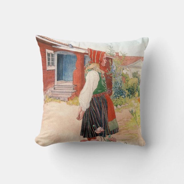 Carl Larsson Outside the Falun Home Swedish Cushion (Front)