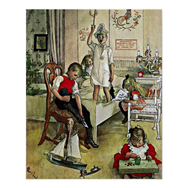 Carl Larsson painting, Christmas Morning Poster (Front)