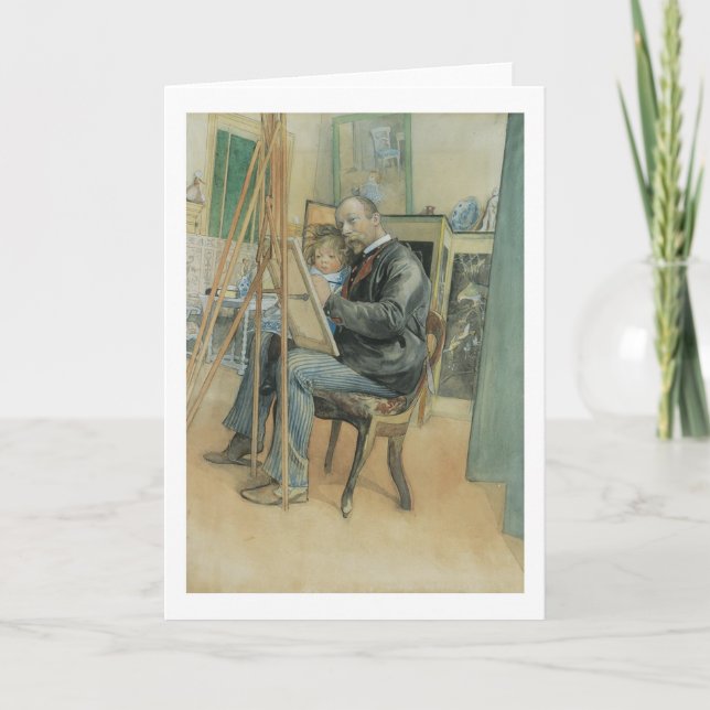 Carl Larsson Painting with His Daughter Card (Front)