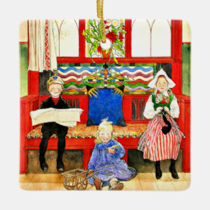 Carl Larsson - Papa, Mama, Child, fine art Ceramic Ornament