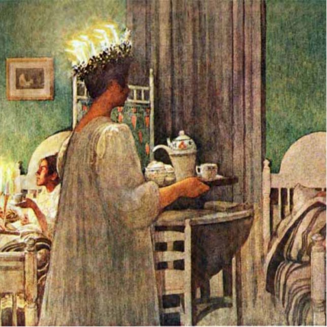 Carl Larsson St. Lucia Day Christmas in Sweden Photo Sculpture Magnet (Front)