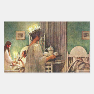 Carl Larsson St. Lucia Day Christmas in Sweden Rectangular Sticker