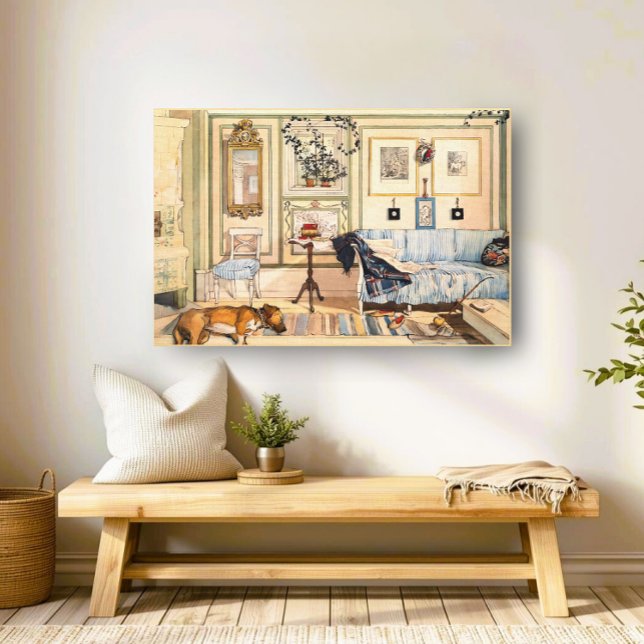 Carl Larsson Watercolor, Neutral Swedish Folk Art Canvas Print (Creator Uploaded)