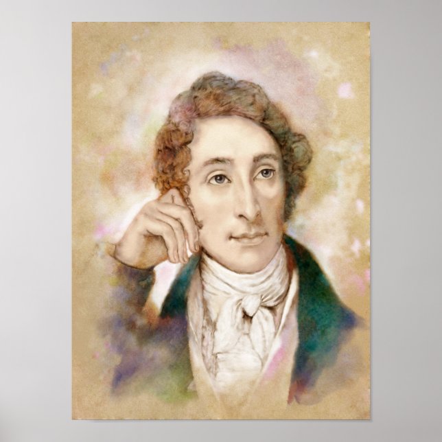 Carl Maria von Weber Portrait im Aquarell Style Poster (Front)