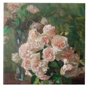 Carl Moll Vintage White Roses Tile