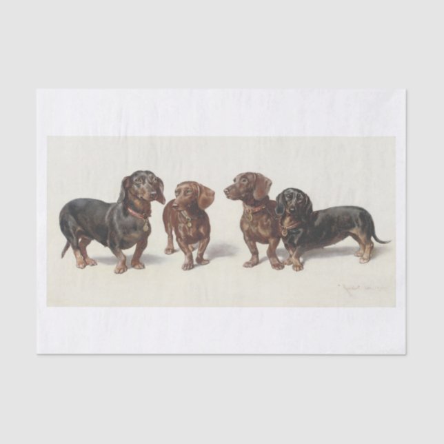 Carl Richert | Dachshund Dogs Oil Painting Tissue Paper (Front)