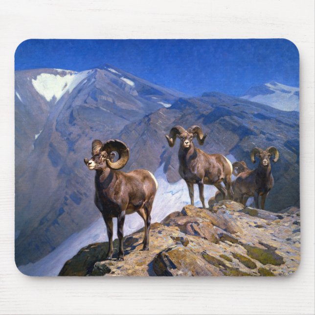Carl Rungius Big Horn Sheep on Wilcox Pass Mouse Mat (Front)