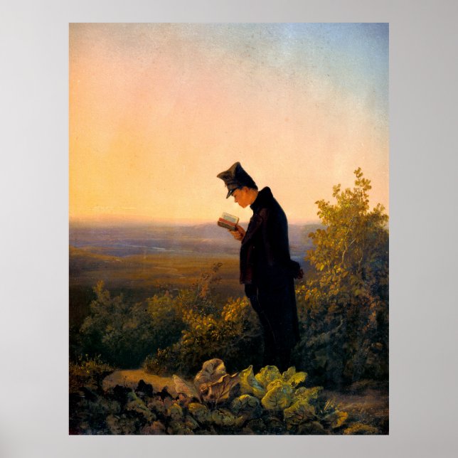 Carl Spitzweg, Das Abendbrevier, Deutsche Malerei  Poster (Front)