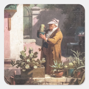 Carl Spitzweg - Der Kakteenfreund - Deutsche Maler Square Sticker