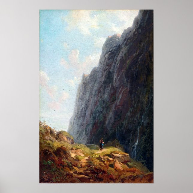 Carl Spitzweg Mountain Landscape and Milkmaid Poster (Front)