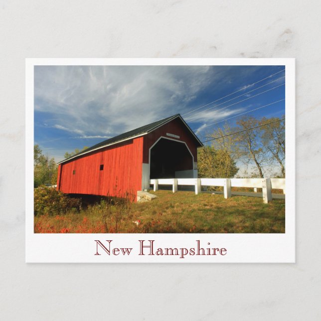 Carleton Covered Bridge Swanzey NH, New Hampshire Postcard (Front)