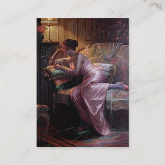 Carlier: Elegant Lady with Mirror Business Card (Front)