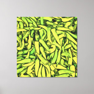 Carliston Banana Peppers Black Outline Art Canvas Print