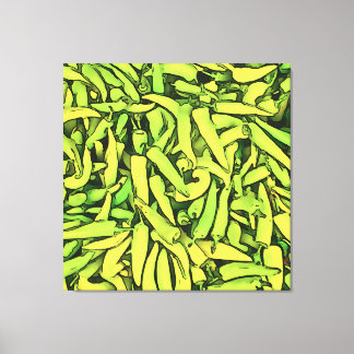 Carliston Banana Peppers Black Outline Art Canvas Print